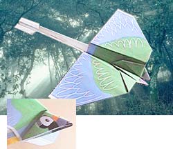 Green Macaw - paper airplane